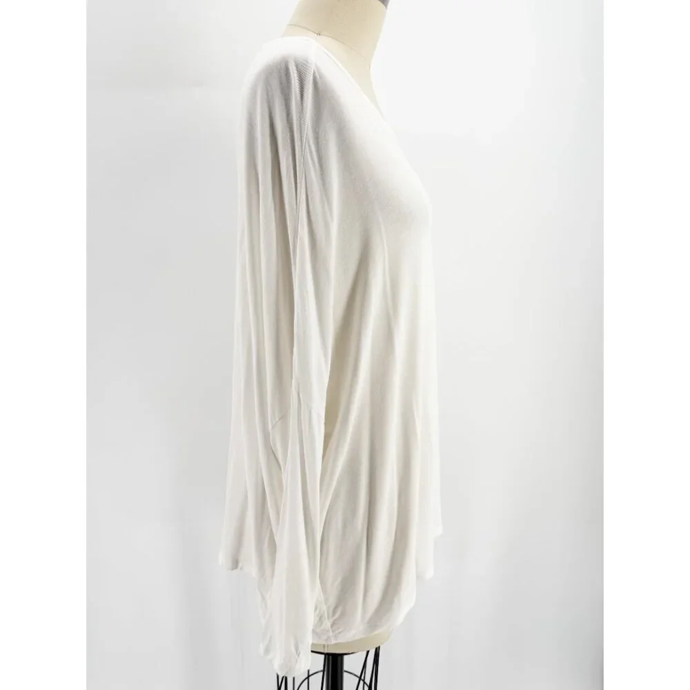 MAJESTIC FILATURES ASYMMETRICAL HEMLINE LONG SLEEVE TEE 3/M white - Picture 3 of 9
